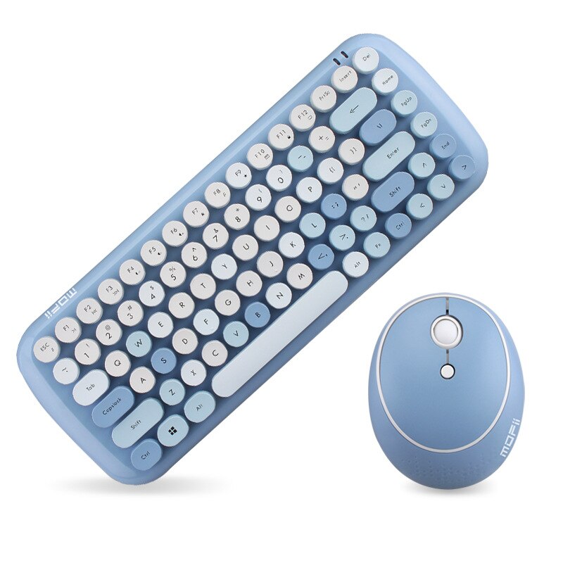 Cute Pink Wireless Keyboard Office Mouse 2.4G Keyboard and Mouse Set Round Key Cap Girly Pink Keyboard Mini Gaming