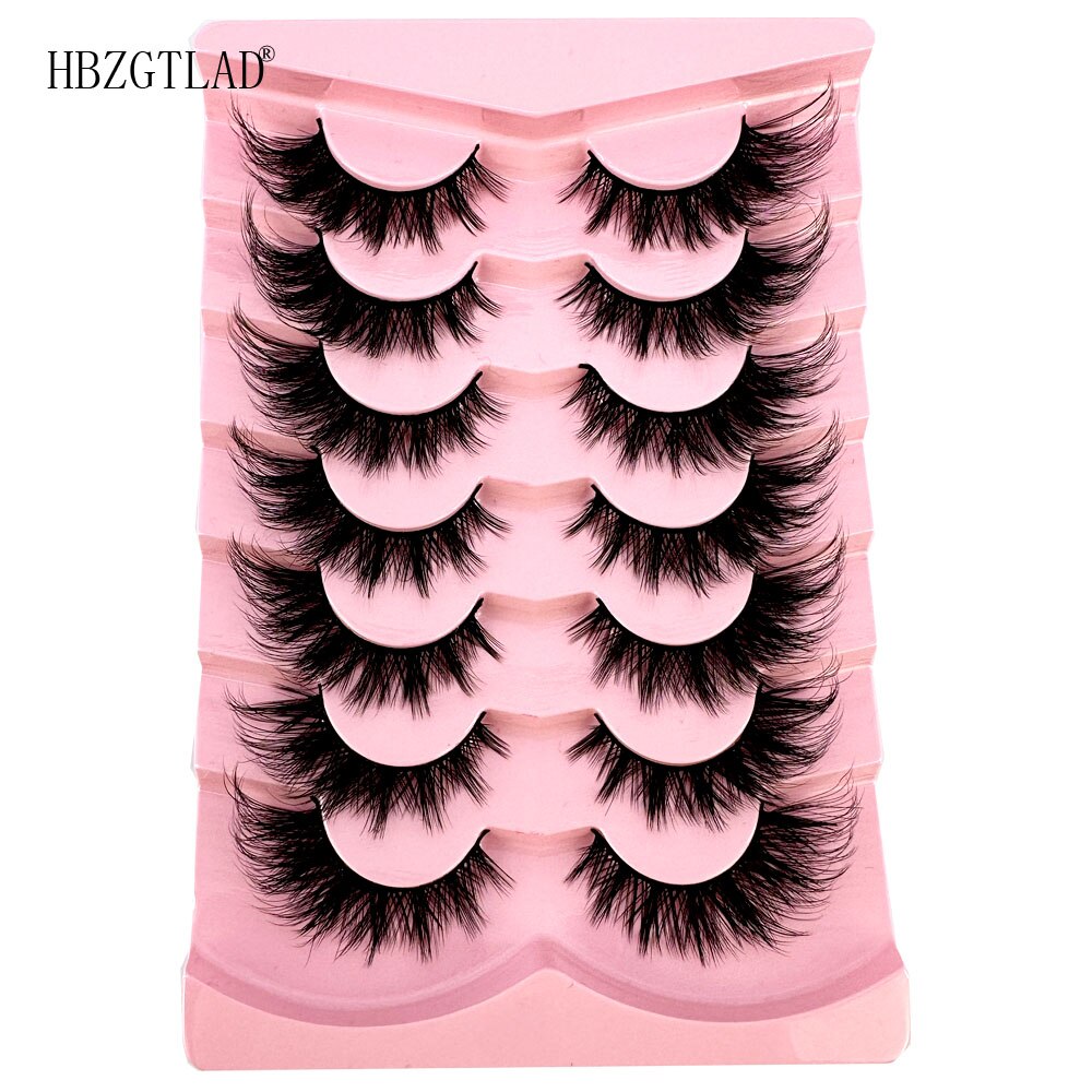 Cat Eye Fluffy lashes Faux Mink Eyelashes Long 7 Pairs Fluffy Mink Lashes Dramatic Volume lashes Extension