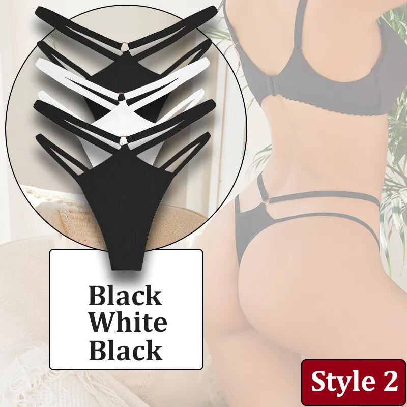 3PCS/Set Women Sexy Lace Panties Hollow Out Thongs Low Waist Female Cotton G-String Underwear Bikini Intimates Lingerie
