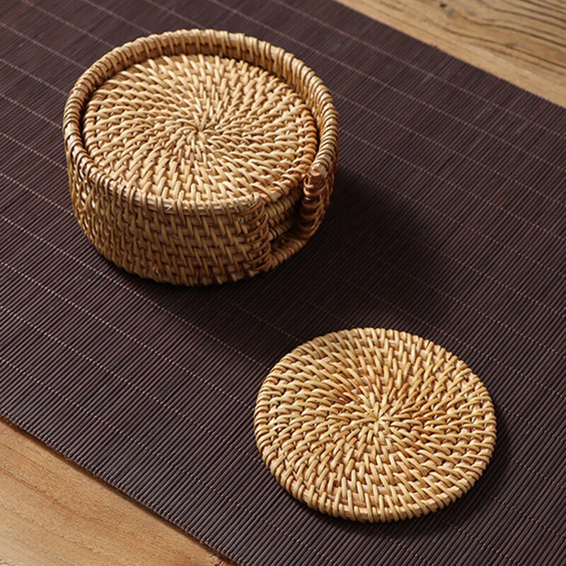 1Pc Natural Round Rattan Coaster Hand Made Friendly Cup Mat Tea Coffee Mug Drinks Holder Tableware Decor Insulation Pads