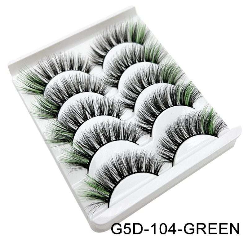 Colored Lash Natural Mink Fluffy Colorful Eyelashes Volume Fan Lashes Thick
