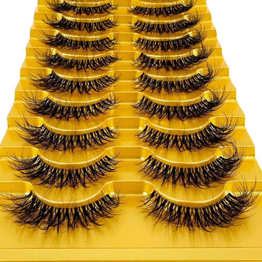 Manga Lashes 10 Pairs cosplay 3D Faux Mink Lashes Natural short Full Strip Lashes Clear Band Natural Eyelashes Extension