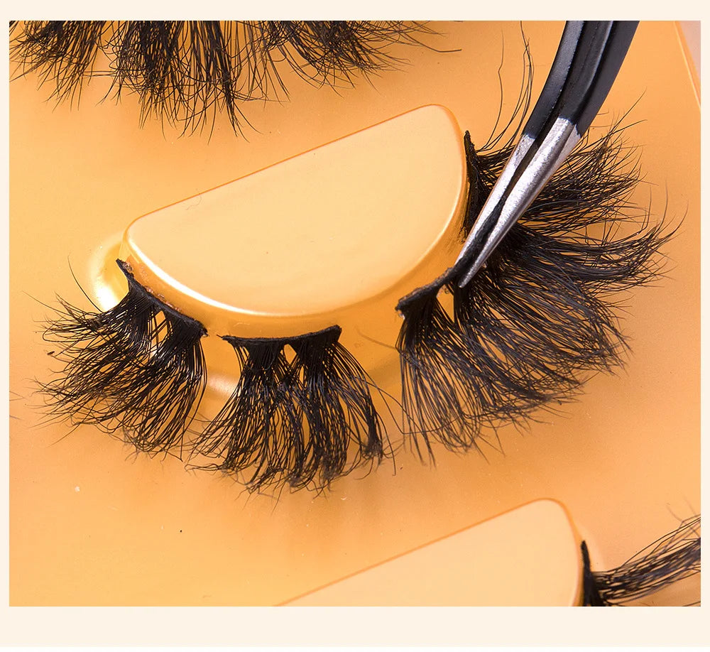 Volume Strip Lashes Natural D Curl Faux Mink Lashes Long Fluffy Soft Wispy Eye Lashes Reusable Eyelashes Extension
