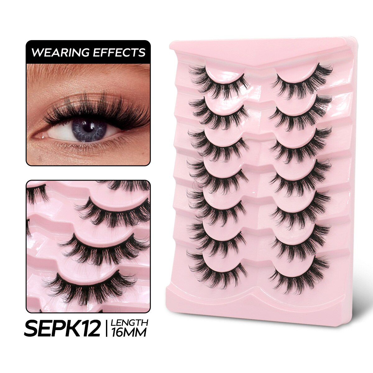 Cat Eye Lashes Fluffy Volume Mink False Eyelashes Winged End Eye Elongated Eyelashes 3D Mink Lashes Thick Fake Eyelash
