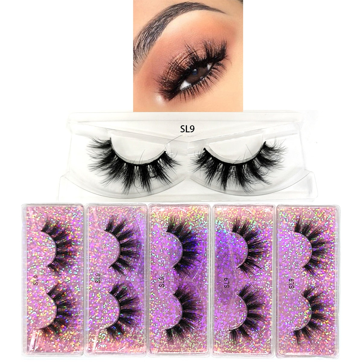 5 Pairs 3D Mink Lashes Fluffy Soft Wispy Natural Cross Eyelash Extension Reusable Lashes