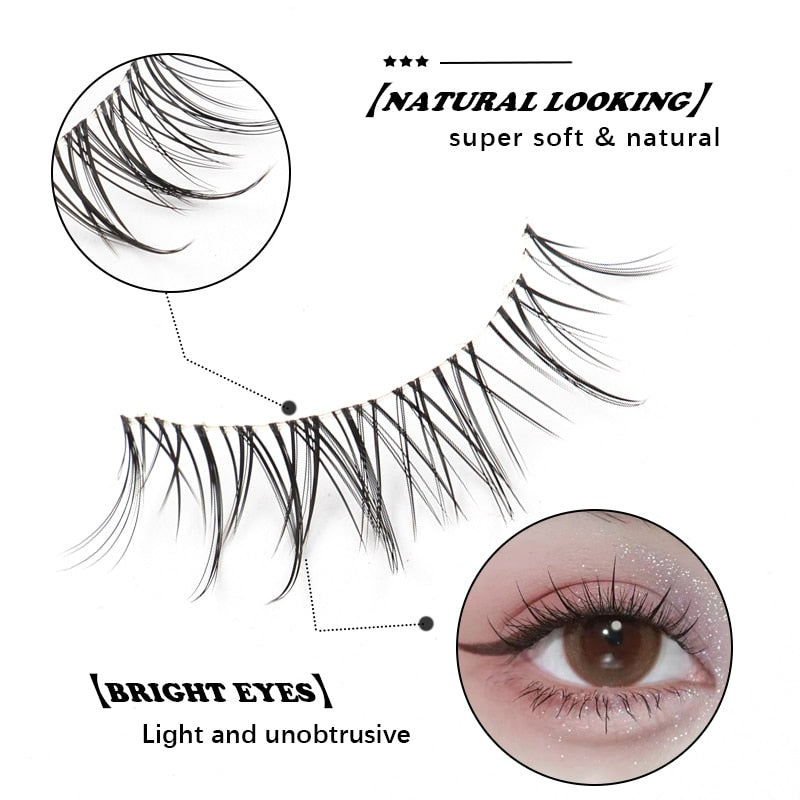 Manga Lashes 3/5/10 Pairs Eyelashes 3D Mink Lashes Korean Natural Cils Strip Lashes Band Soft Cosplay False Eyelashes