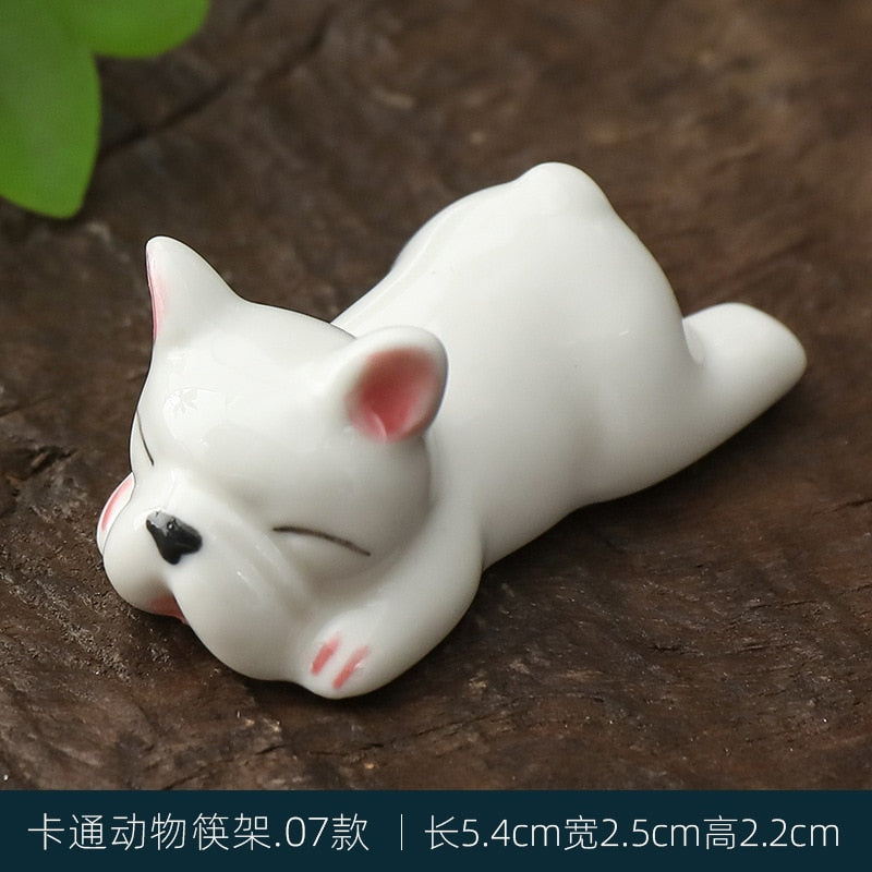 Japanese Style Underglaze Ceramic animals Chopstick Holder Tableware Restaurant Simple Oval Spoon Bracket Utensil For Kitchen
