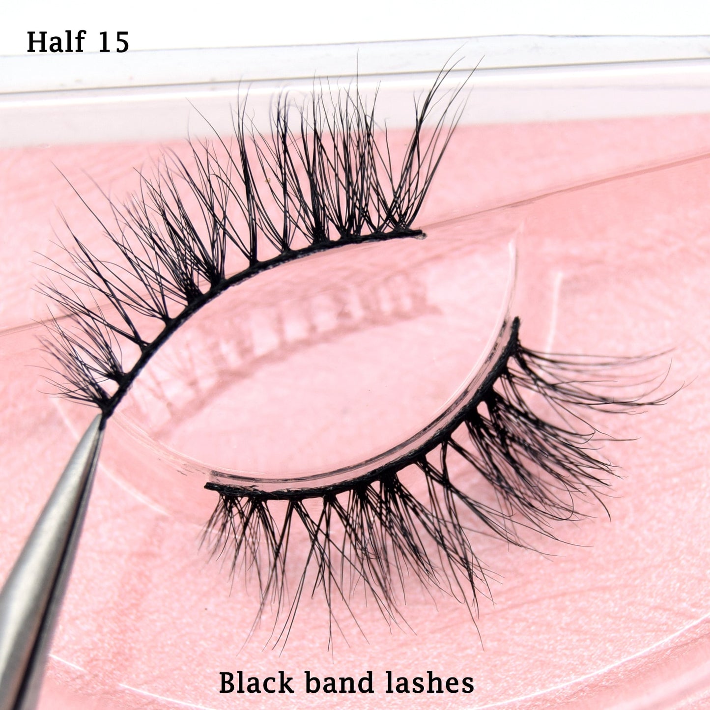 Half Lashes Transparent Stalk Invisible Band Mink Lashes Natual Wispy Half Mink eyelashes Reusable False Eyelashes