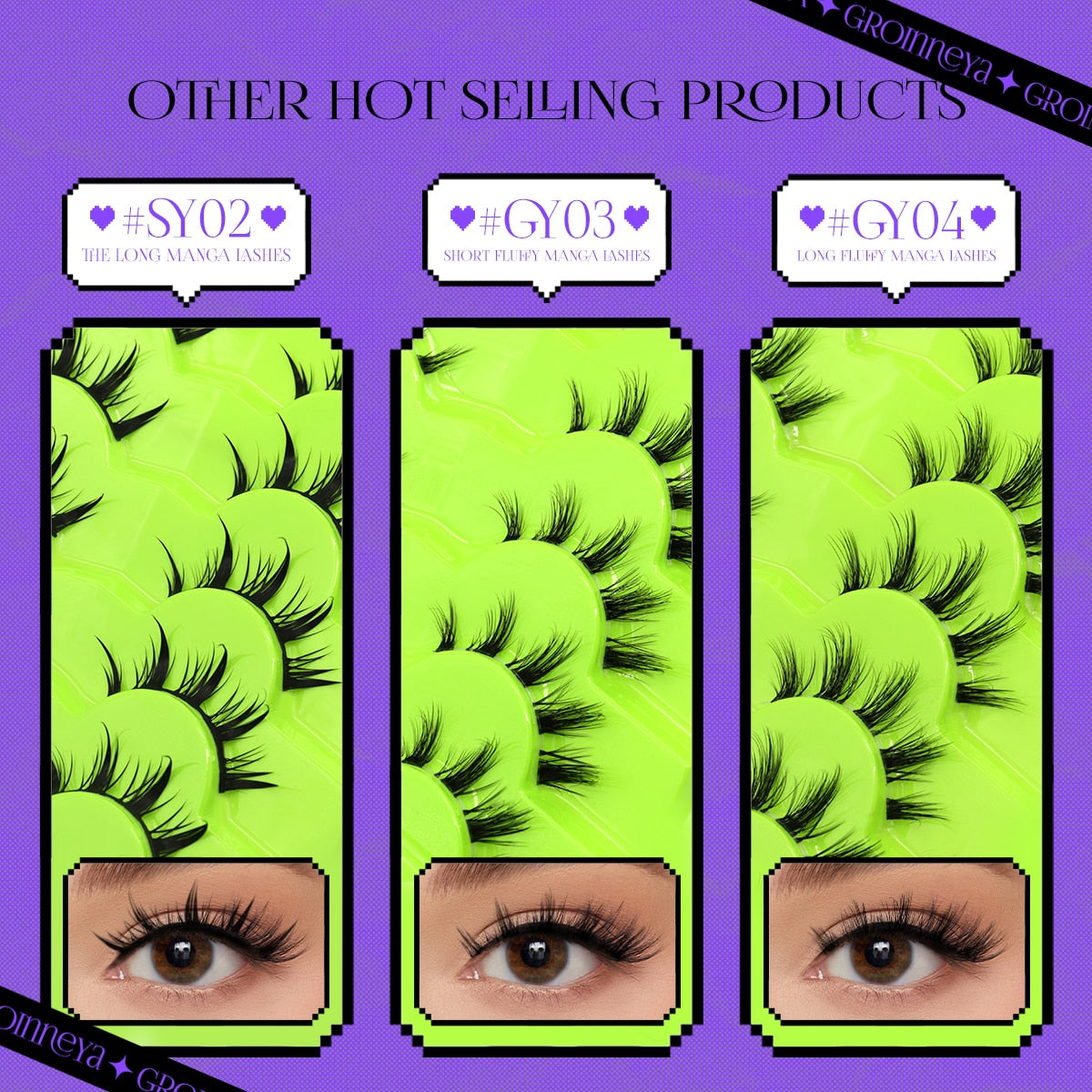 Manga Lashes 5/7 pairs Eyelashes 3D Natural False Lashes Fluffy Soft Cross Wispy Natural Eyelash Extension