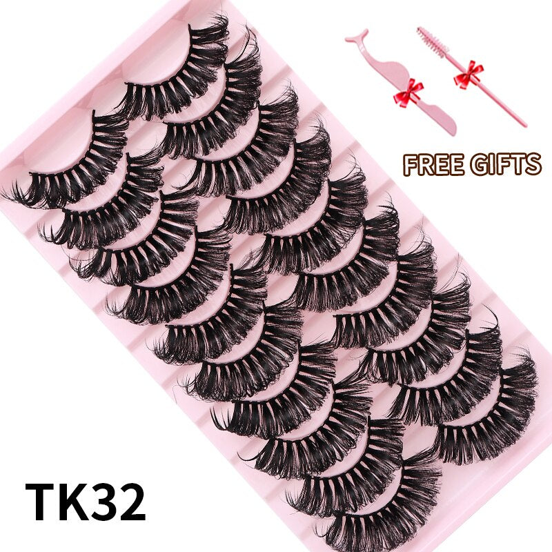 3D Mink Eyelashes Russian False Eyelashes DD Curl 10-23mm Reusable Fluffy False Eyelashes Extensions Mink Lashes