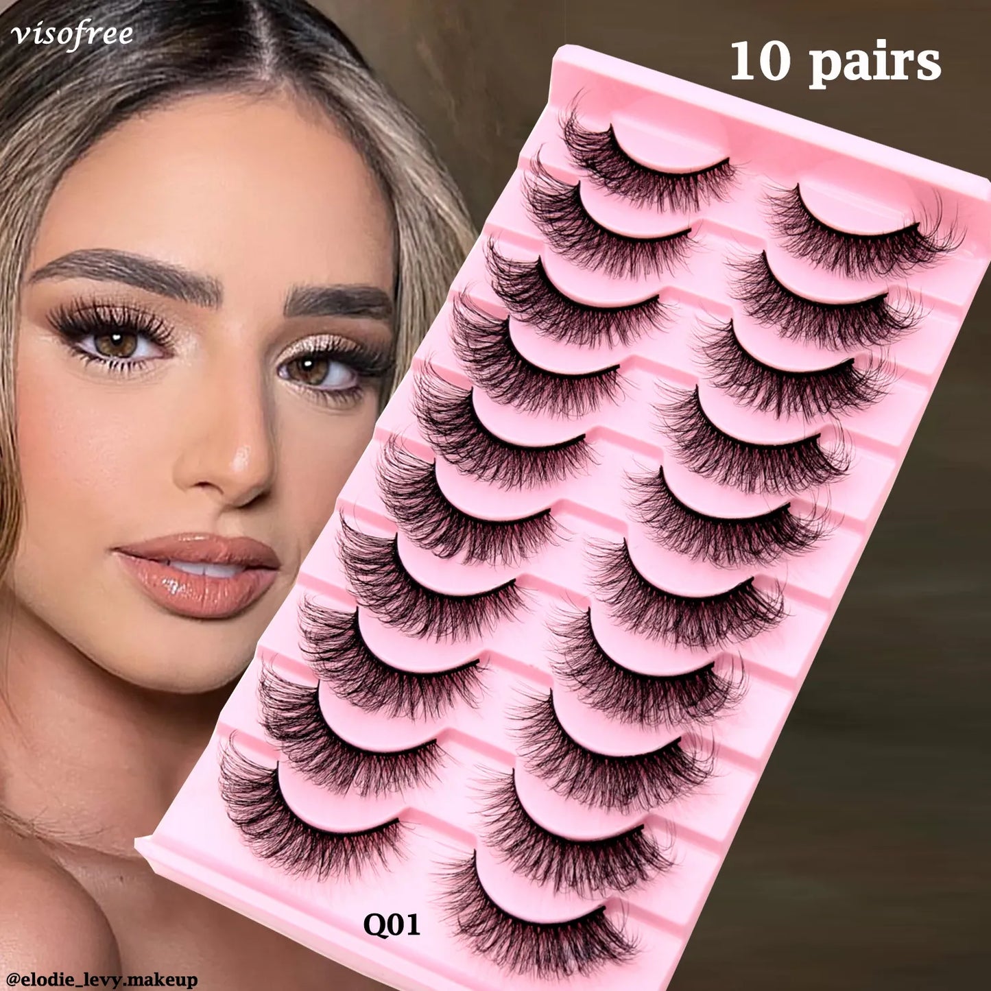 10 Pairs Eyelashes Natural Long 3D Mink Lashes Fluffy Volume Mink False Eyelashes Cruelty Free Wispy Lashes