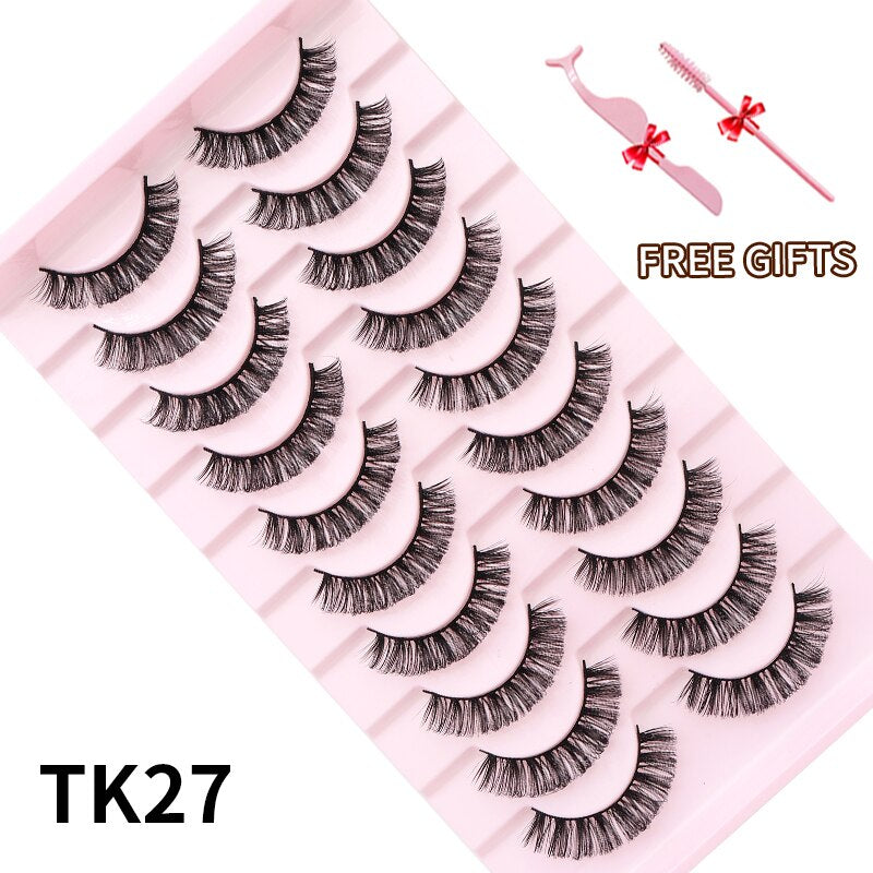 3D Mink Eyelashes Russian False Eyelashes DD Curl 10-23mm Reusable Fluffy False Eyelashes Extensions Mink Lashes