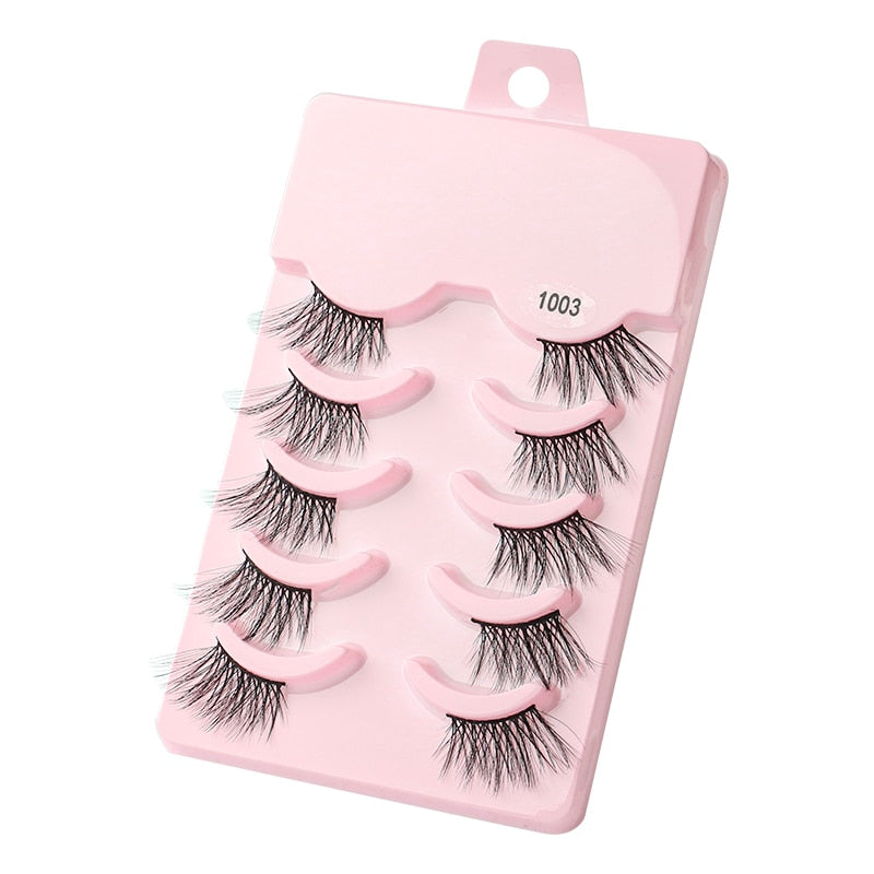 Manga Lashes 3/5/10 Pairs Eyelashes 3D Mink Lashes Korean Natural Cils Strip Lashes Band Soft Cosplay False Eyelashes