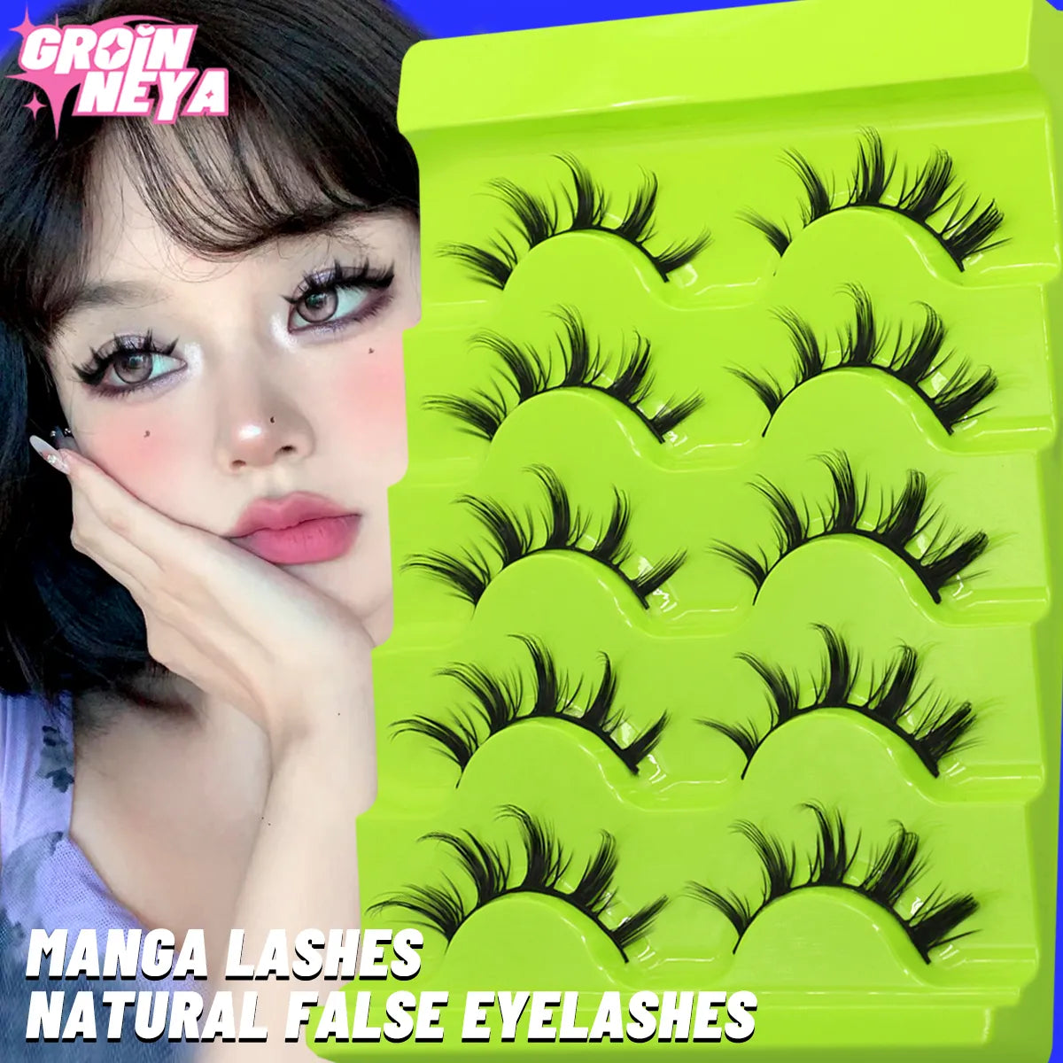 Manga Lashes 3D Natural False Lashes Cat Eye Lashes Natural Look Manga Lashes Soft Cross Wispy Natural Eyelash Extension