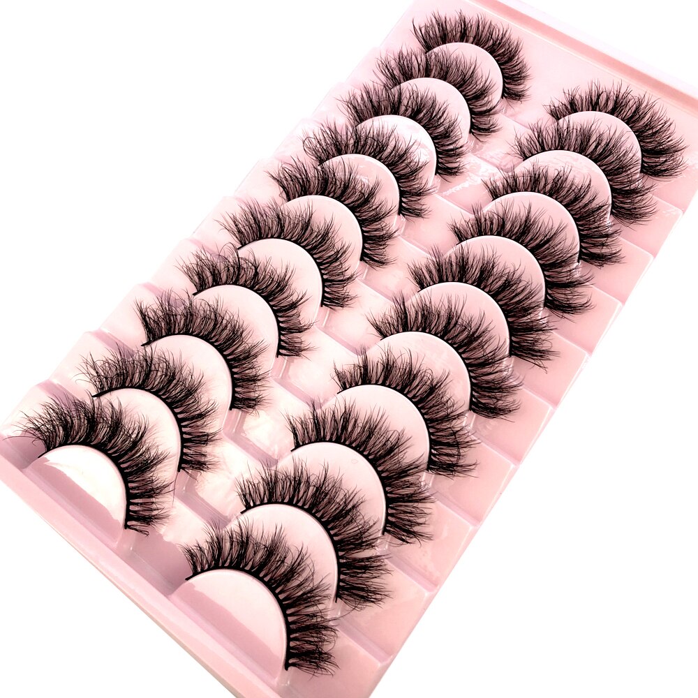 10 pairs Natural Lashes 3D Mink Lashes Faux Mink Fluffy Lash Soft Full Thick Wispy Eyelash Dramatic False Eyelashes