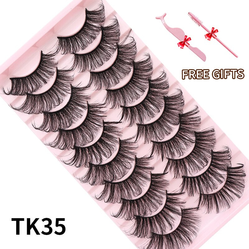 3D Mink Eyelashes Russian False Eyelashes DD Curl 10-23mm Reusable Fluffy False Eyelashes Extensions Mink Lashes
