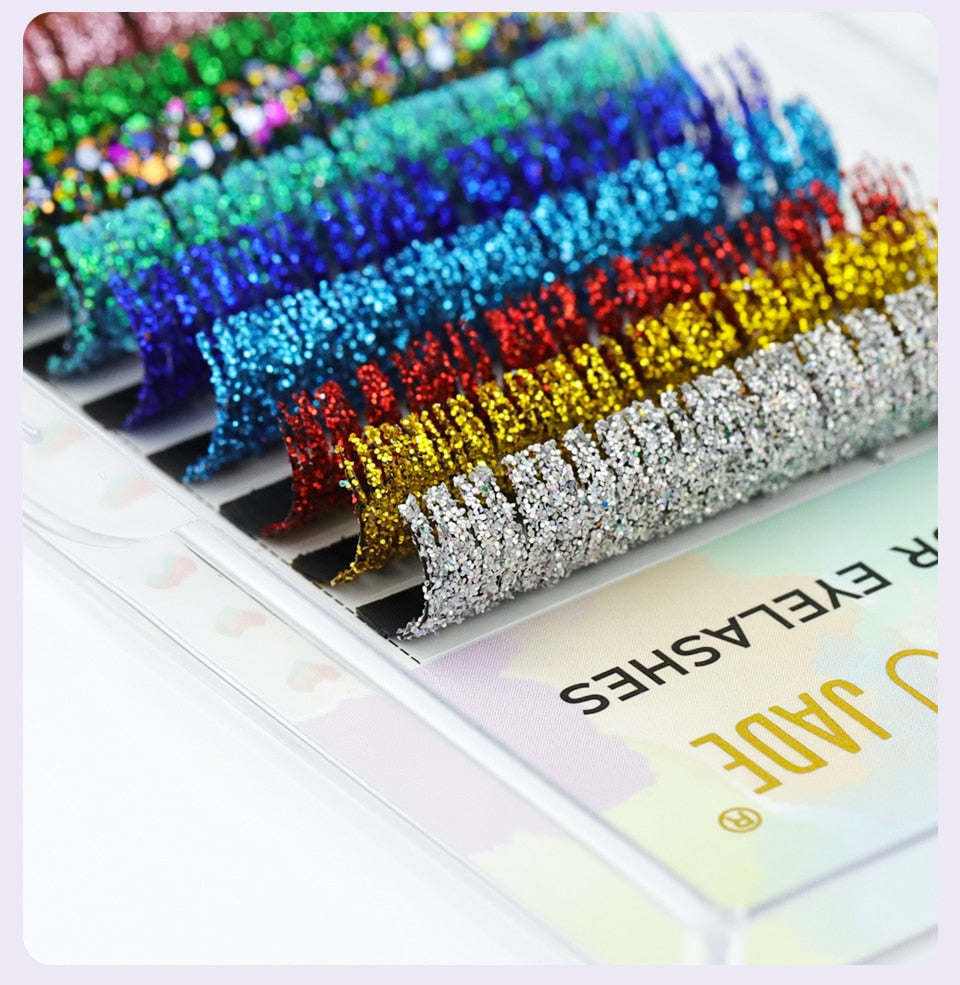Mix Color Glitter Lashes Shiny Colorful Russian Volume Individual Eyelash Extensions Colors Glitter Lashes