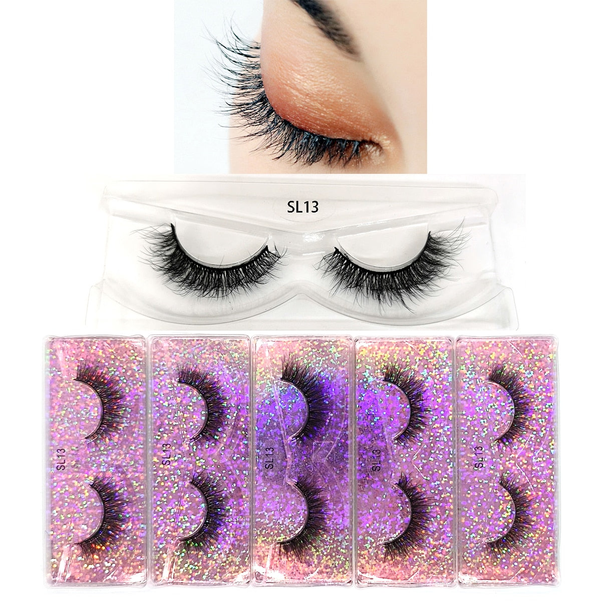 5 Pairs 3D Mink Lashes Fluffy Soft Wispy Natural Cross Eyelash Extension Reusable Lashes