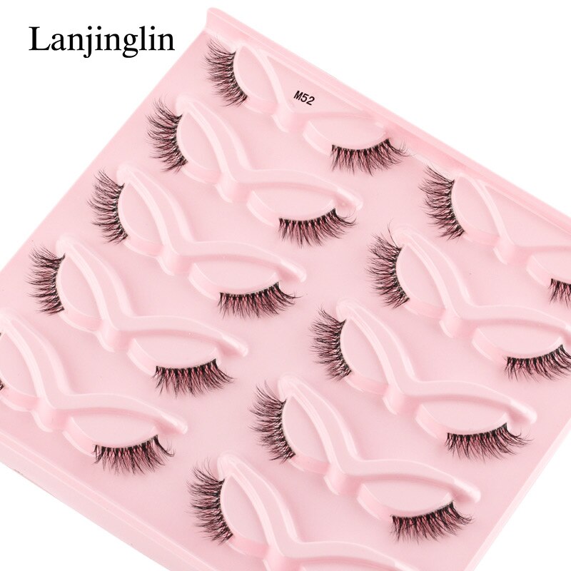 3/5/10 Pairs Half Lashes Fox Eye Wispy Fluffy Faux Cils Natural Winged Fake Eyelashes Half Lashes maquillage