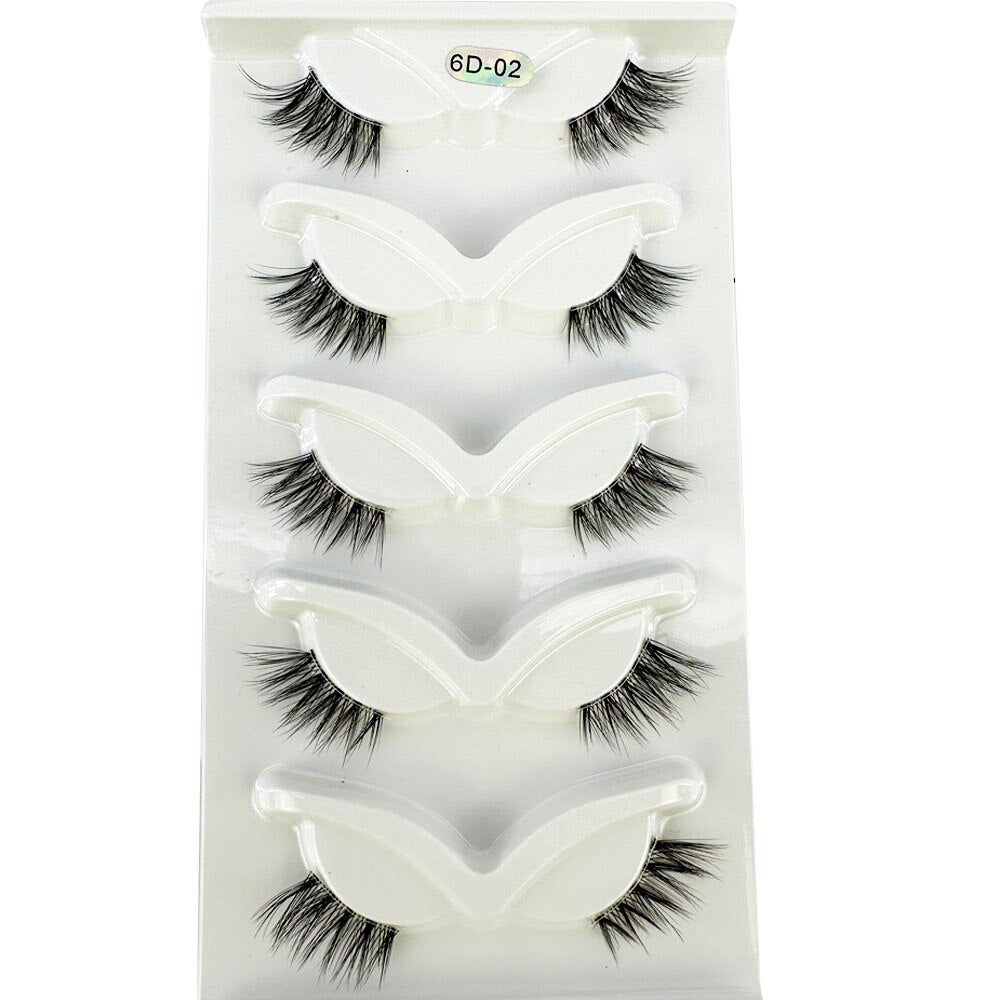 5 Half Lashes Cat Eye Nature Long Full Strip Lashes Faux Cils maquillage Invisible Band False Eyelashes