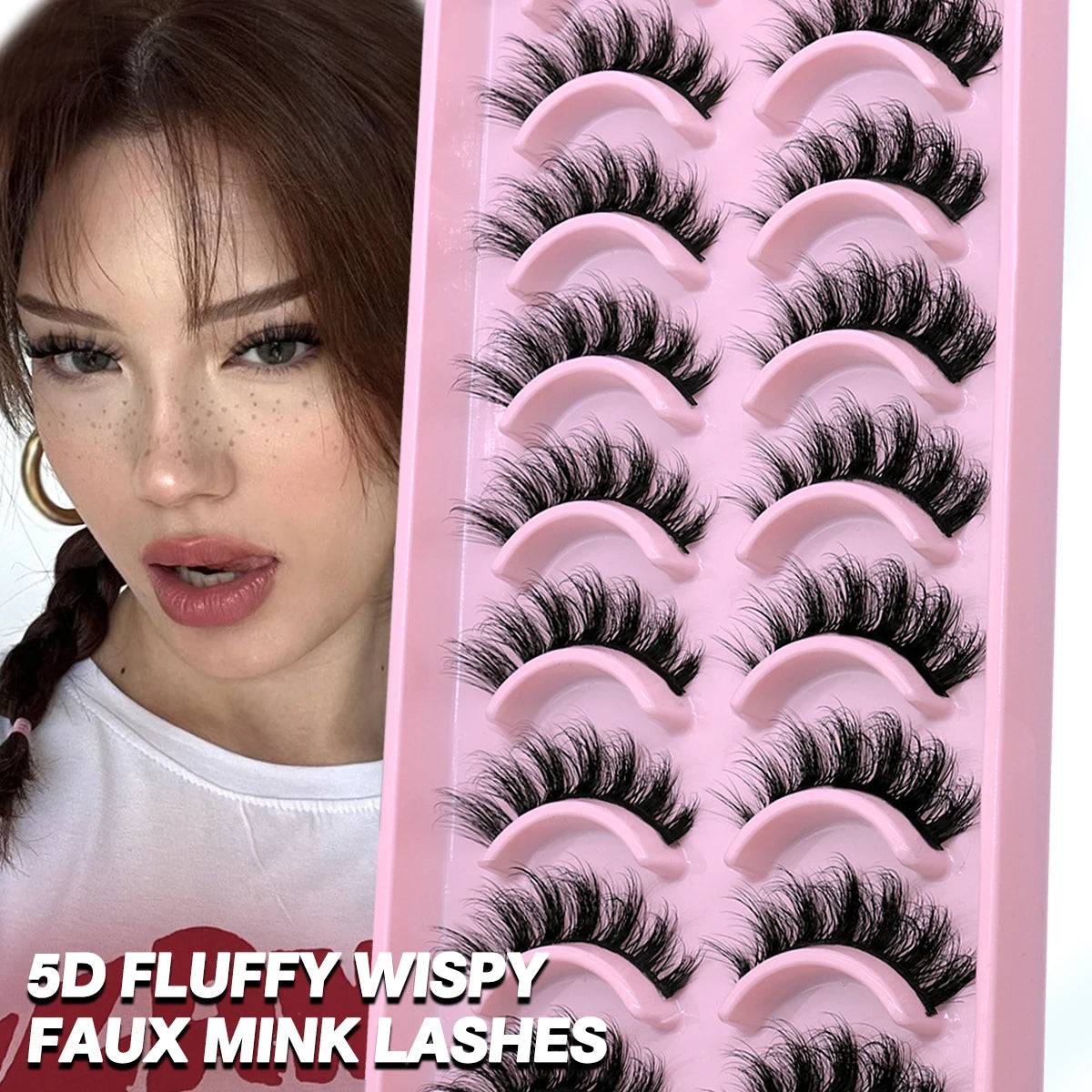 5/10 Pairs 3D Faux Mink Lashes Fluffy Soft Full Thick Wispy Natural long False Eyelashes Curly lashes