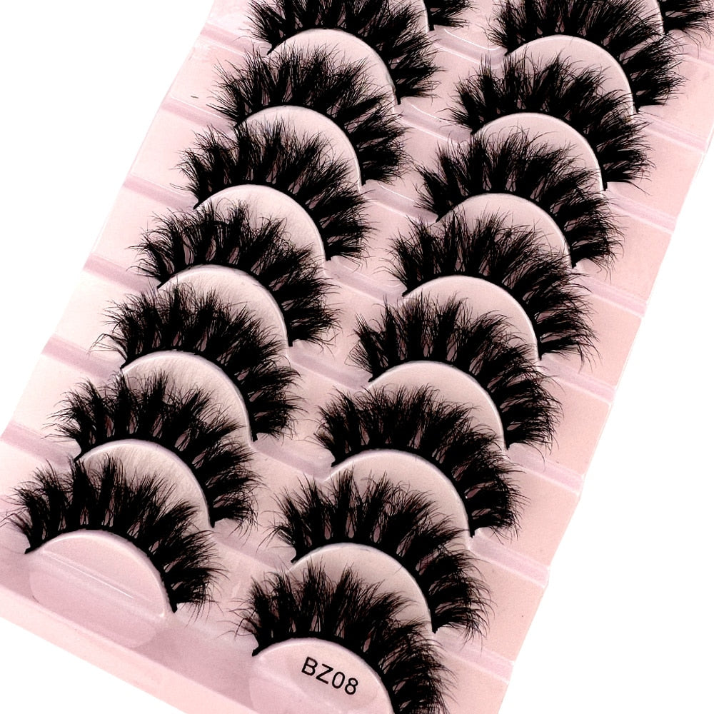 10 pairs 3d faux mink false eyelashes natural long messy fake eyelashes crisscross lashes extension fluffy eye lashes