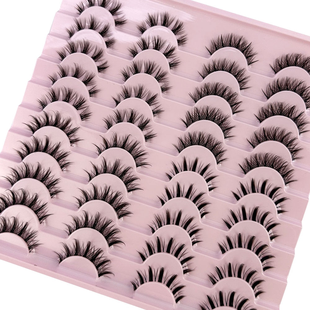 20Pairs Eyelashes Bundles Lashes Natural Wispy False Eyelash Lashes Manga Lashes Invisible Band Soft Natural Eyelashes Extension