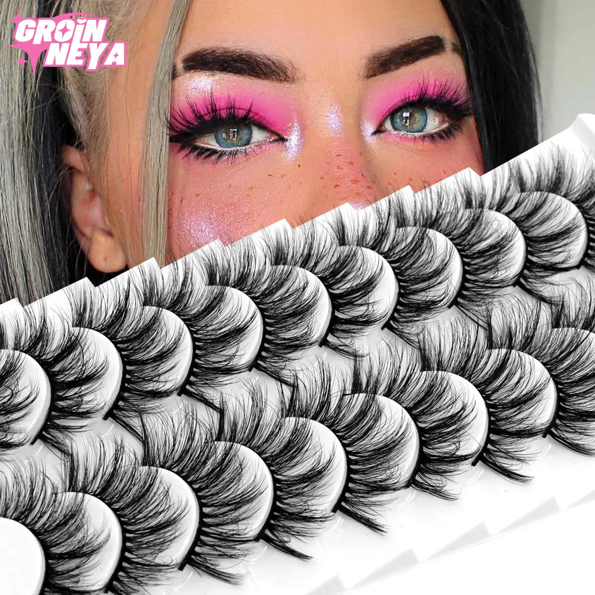 Natural Eyelashes 10 Pairs 3D Mink Lashes False Eyelashes Soft Wispy Volume Cross Fake eyelashes