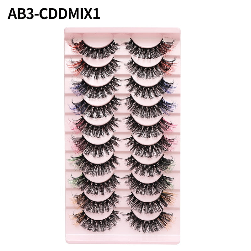 Colored Lash Natural Mink Fluffy Colorful Eyelashes Volume Fan Lashes Thick