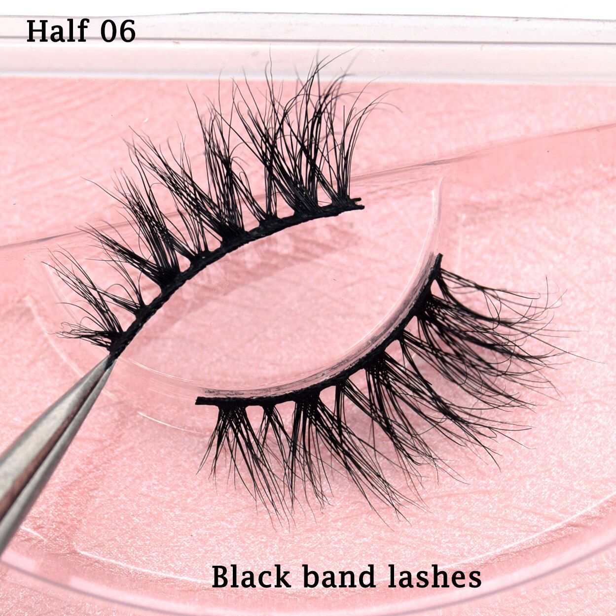 Half Lashes Transparent Stalk Invisible Band Mink Lashes Natual Wispy Half Mink eyelashes Reusable False Eyelashes