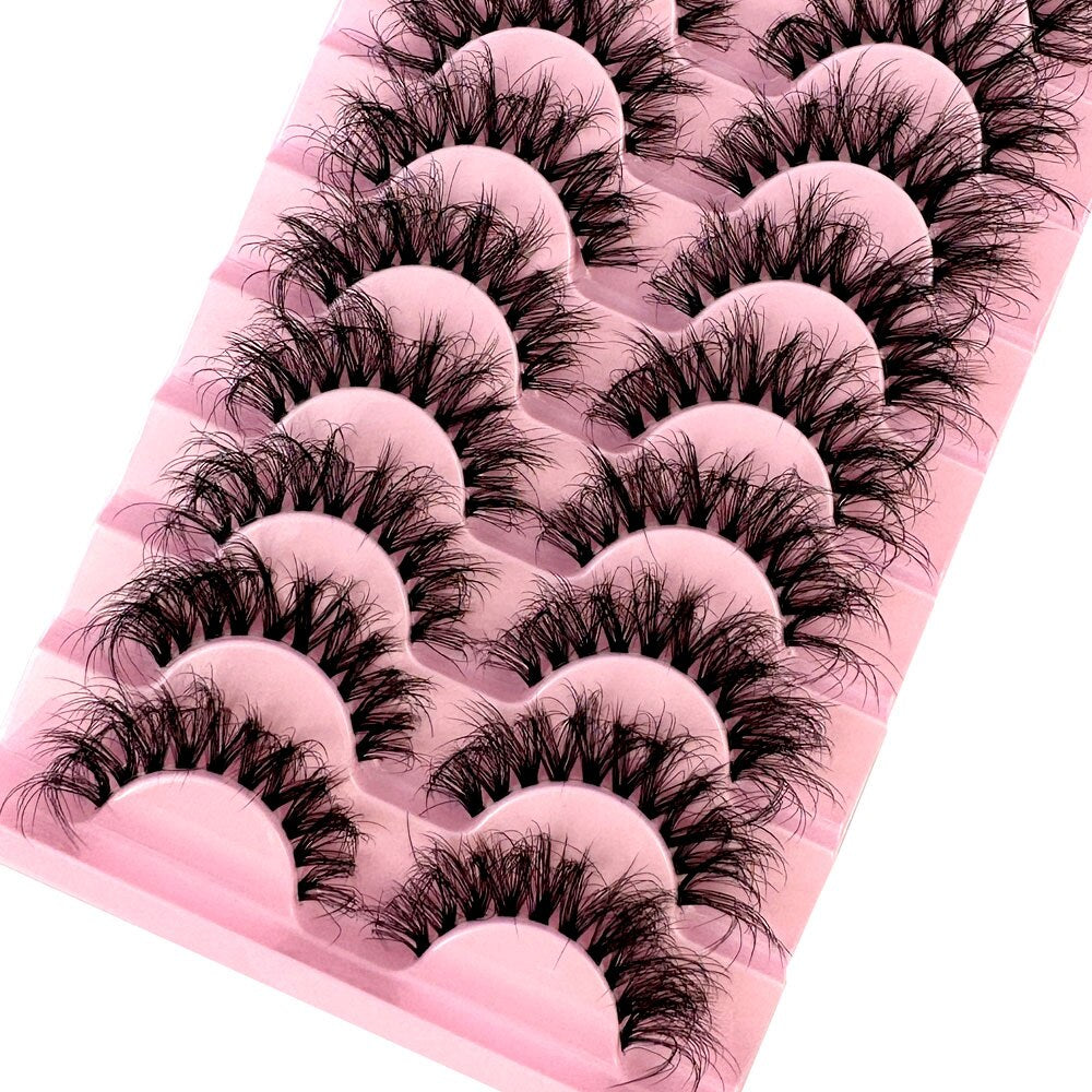 Invisible band Lashes 10 Pairs 3D Faux Mink Lashes Natural short Transparent Terrier Lashes Clear Band Soft Eyelashes Extension