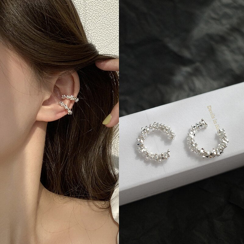 Gold Color Three Layers Ear Cuff for Women Earings CZ Zircon Fake Piercing Claw Clip on Earrings Jewelry