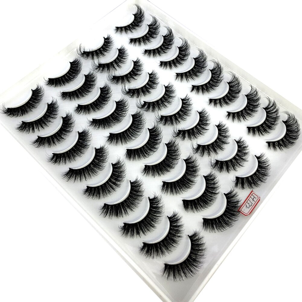 20 Pairs Fake Eyelashes Natural Cils Thick False Eyelashes Cross Eye Lashes Reusable Eyelash Curler