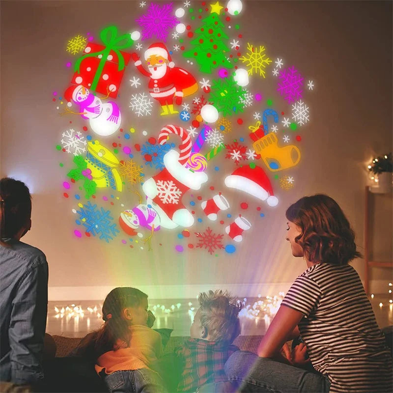 Christmas Window Projector LED Snowflake Snow Elk Laser Projector 16 Patterns Projection Lamp Xmas Party Home Door Decor