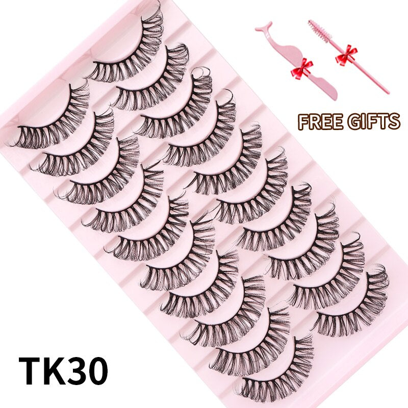 3D Mink Eyelashes Russian False Eyelashes DD Curl 10-23mm Reusable Fluffy False Eyelashes Extensions Mink Lashes
