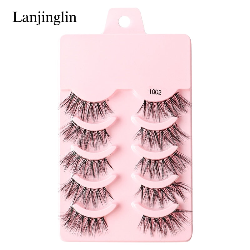 Half Eey Lashes 3/5 Pairs Faux Mink Lashes Reusable False Eyelashes Natural Fluffy Extension Fake Lashes maquiagem