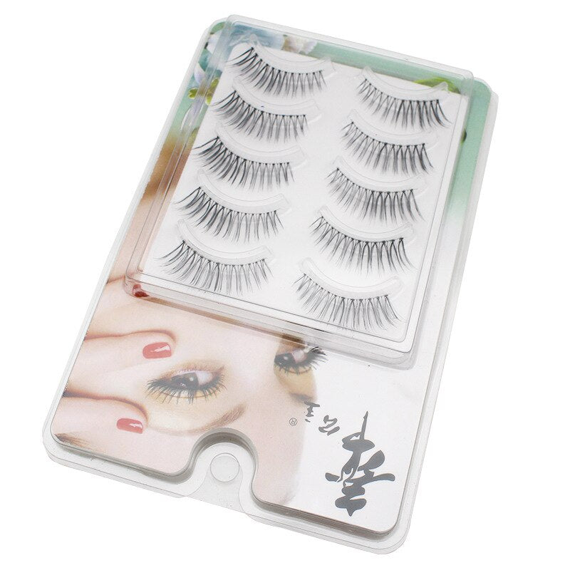Manga Lashes Faux Cils 3/5/10 Pairs Lashes Soft and Slender False Eyelashes Transparent Stem Eyelashes Lash Extension