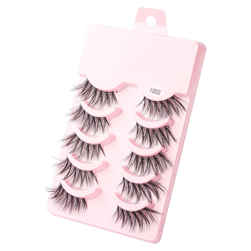 Manga Lashes 3/5/10 Pairs Eyelashes 3D Mink Lashes Korean Natural Cils Strip Lashes Band Soft Cosplay False Eyelashes