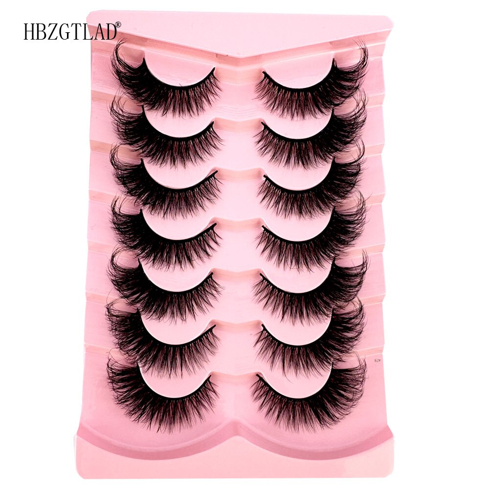 Cat Eye Fluffy lashes Faux Mink Eyelashes Long 7 Pairs Fluffy Mink Lashes Dramatic Volume lashes Extension
