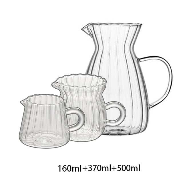 Nordic Transparent Glass Coffee Milk Jug Set With Handle Espresso Coffee Frothing Cup Tea Pitcher Separator Cafe Drinkware