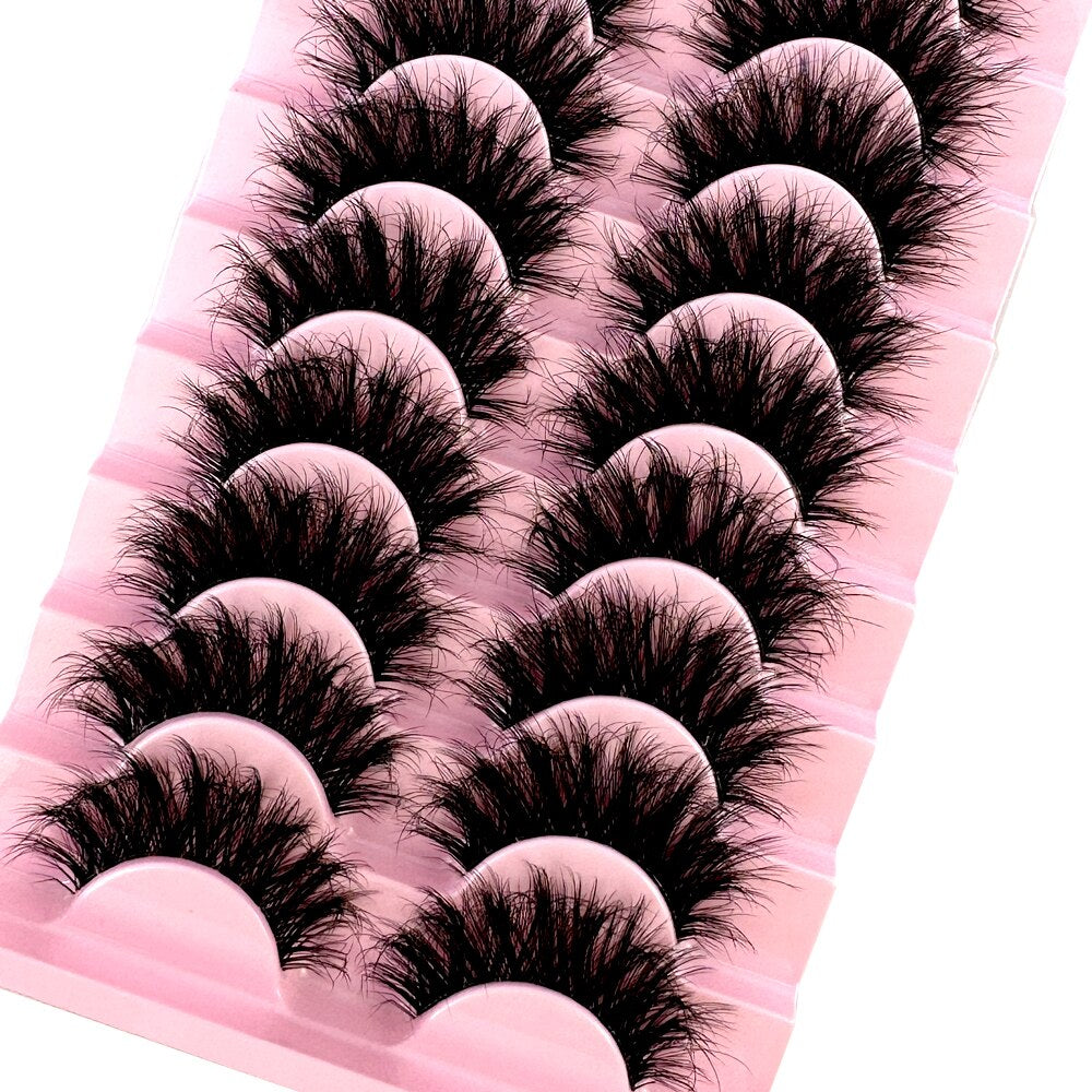 10Pairs 5D Mink Eyelash Winged Thick Long Eyelashes Handmade Transparent Terrier 3dLashes Messy Cross Lash For Eyelash Extension
