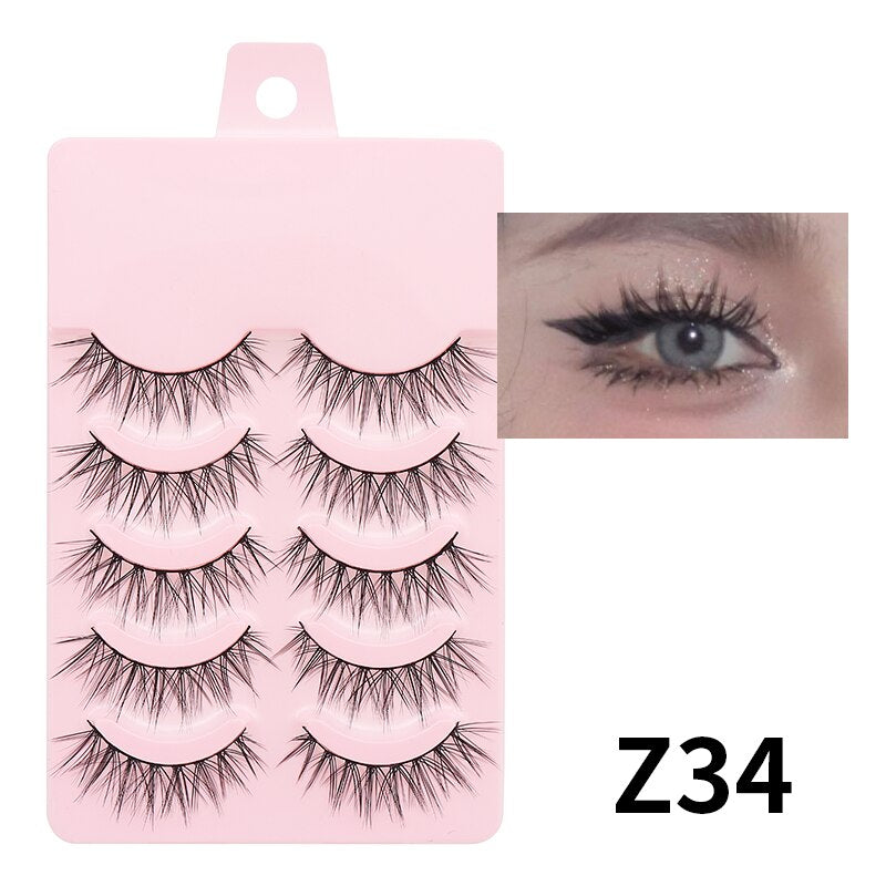 5/7/10 Pairs Eyelashes Manga Lashes Soft Natural False Eyelashes Long Fake Lash Hand Made Eyelash Extension