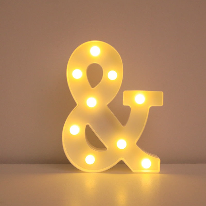 Alphabet Letter LED Lights Luminous Number Lamp Decor Battery Night Light for home Wedding Birthday party Decoration
