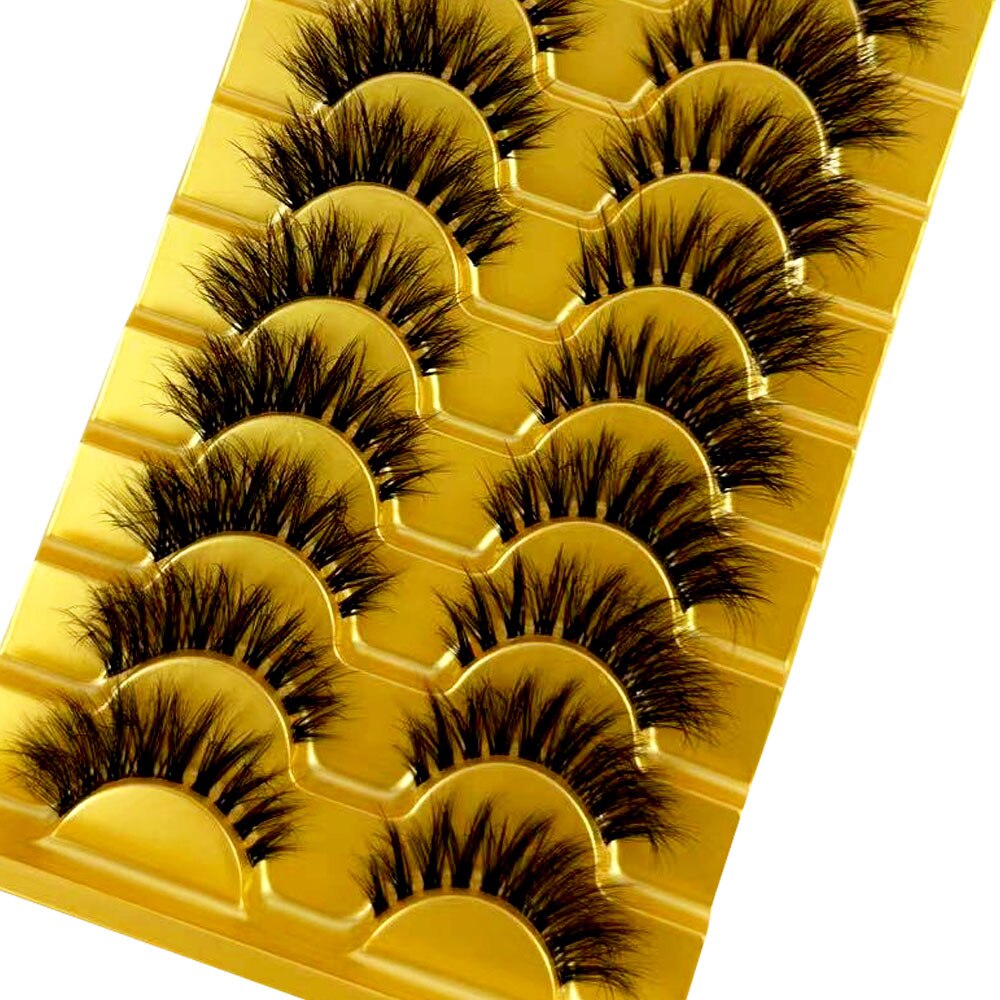 Manga Lashes 10 Pairs cosplay 3D Faux Mink Lashes Natural short Full Strip Lashes Clear Band Natural Eyelashes Extension