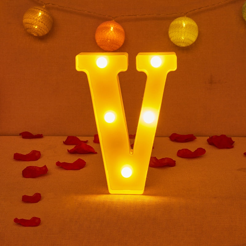 Alphabet Letter LED Lights Luminous Number Lamp Decor Battery Night Light for home Wedding Birthday party Decoration