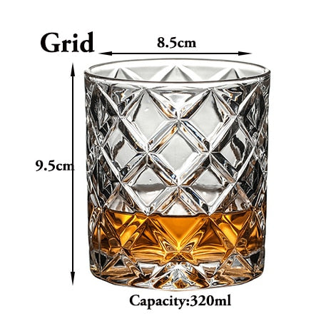 1PCS Whiskey Glass Old Fashioned Rocks Glasses Tumblers Glassware for Cocktail Scotch Bourbon Gin Vodka Brandy