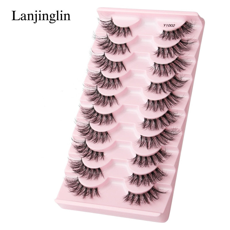 Half Eey Lashes 3/5/10 Pairs Faux Mink Lashes Natural False Eyelashes Wispy Fluffy Eyelash Extension