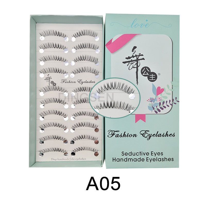 Manga Lashes Faux Cils 3/5/10 Pairs Lashes Soft and Slender False Eyelashes Transparent Stem Eyelashes Lash Extension
