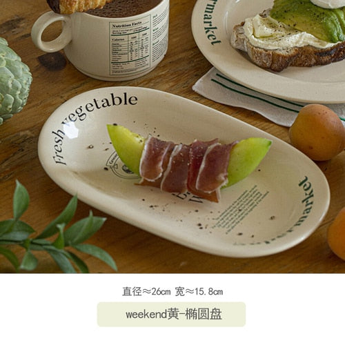 Korean Alphabet Ceramic Plate Bowl Tableware Household Various Butter Mug Water Cup Creative Household Dish Soup Plate Cup