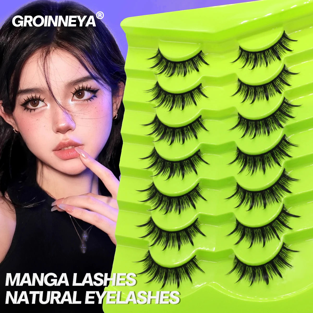 5/7 pairs Manga Lashes Soft Natural Eyelashes Thick False Eyelashes Fluffy Cross Manga Lashes Wispy Eyelashes